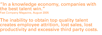In a knowledge economy, companies with the best talent win.--Fast Company Magazine, August 2005